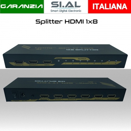 Splitter HDMI 4K 1x8 Ultra HD 1 ingresso 8 uscite audio video alta risoluzione 