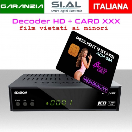 Film card adulti con Decoder Full HD Edision Red Light Stars 4 canali 6 mesi 24/24 viaccess