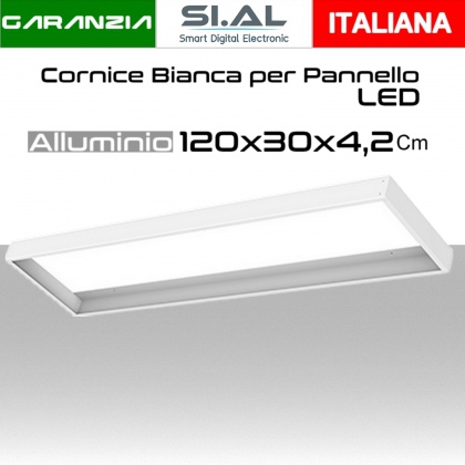 Cornice bianca in alluminio 120 x 30  per Pannello LED 