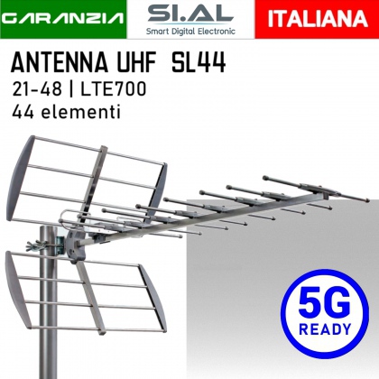 Antenna TV Banda UHF 5G Ready 21-48 con connettore F e filtro LTE700 Sedea SL44