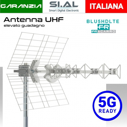 Antenna UHF Fracarro BLU5HD direttiva ad alto guadagno  con connettore F filtro 5G LTE
