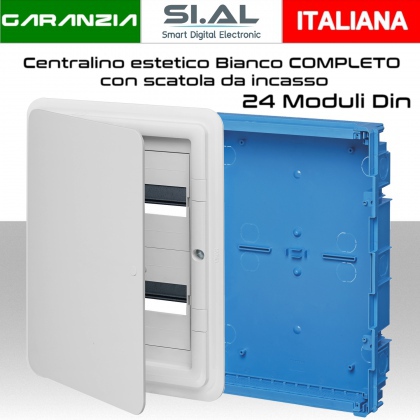 Centralino elettrico 24 moduli quadro completo di scatola da incasso Vimar V53324 e V53124.B