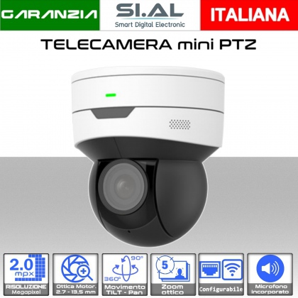 Telecamera wi-fi speed dome IP PoE Onvif 2MP Ottica 2.7-13.5 mm con Audio Uniarch