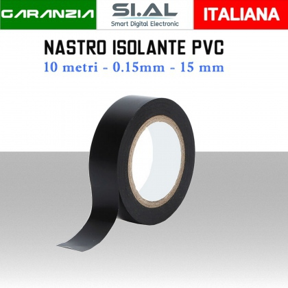 Nastro isolante in PVC nero per elettricista adesivo in rotolo larghezza 15 mm