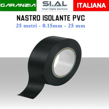 Nastro isolante in PVC nero per elettricista  adesivo in rotolo larghezza 25 mm