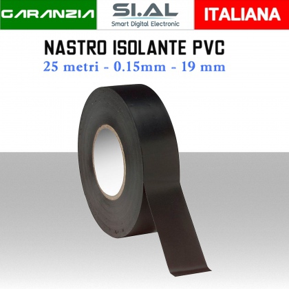 Nastro isolante in PVC nero per elettricista adesivo in rotolo larghezza 19 mm