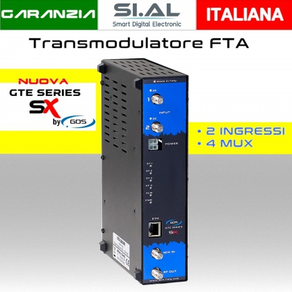 Transmodulatore GDS serie GTE-SX a 2 ingressi SAT multistream canali FTA