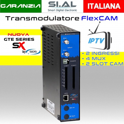 Transmodulatore IPTV serie GTE-SX a 2 ingressi SAT multistream 2 slot FlexCAM