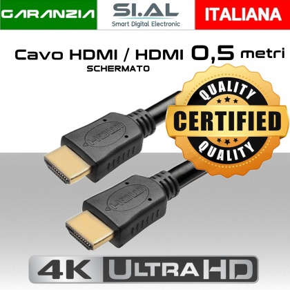 Cavo HDMI 0,5 metri ARC con supporto 4K UHD 60Hz versione 2.0 