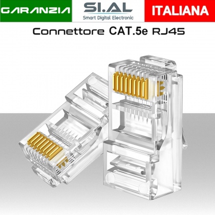 Connettore rj45 Cat 5e per cavi Ethernet LAN conf. 100pz.