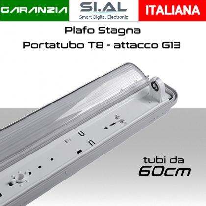 Plafoniera StagnaPorta tubo T8 IP65  1 tubo da 60cm