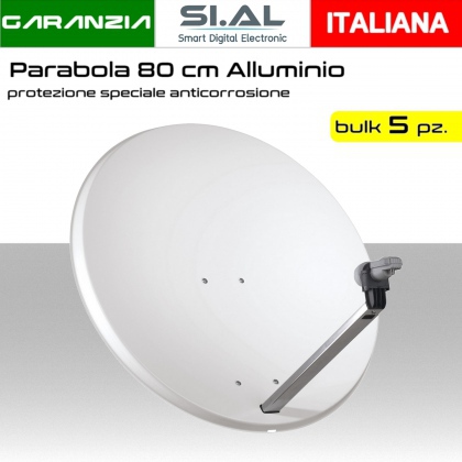 Parabola satellitare 80 cm alluminio PACK 5pz.