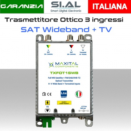 Trasmettitore Ottico SAT Wideband e DTT in uscita Fibra ottica