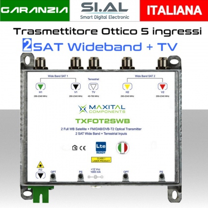 Trasmettitore Ottico 2 SAT Wideband e DTT in uscita Fibra ottica