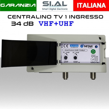 Centralino antenna TV 1 ingresso BIII/UHF 34dB regolabile MITAN SJU132G