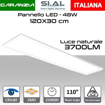 Pannello LED 120x30cm 48W luce naturale 4000K lumen 3700
