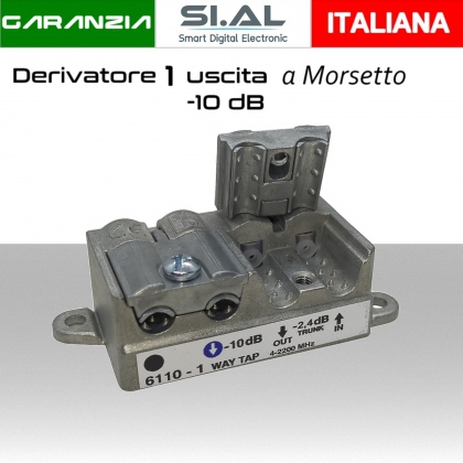 Derivatore antenna 1 uscita a morsetto attenuazione -10dB per SAT/DTT Telewire 6110