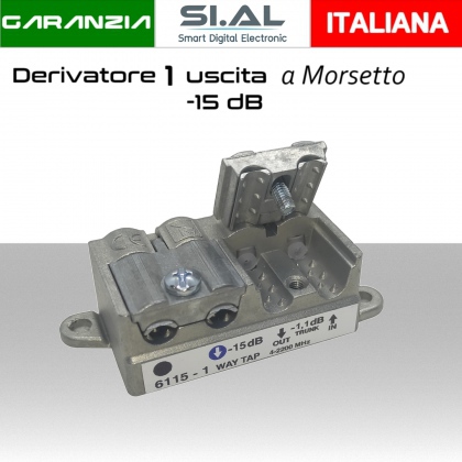 Derivatore antenna 1 uscita a morsetto attenuazione -15dB per SAT/DTT Telewire 6115