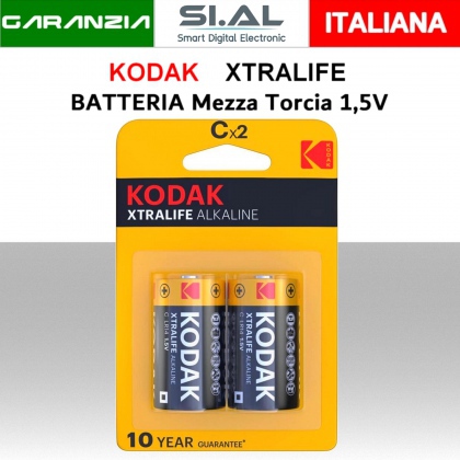 Batterie mezza Torcia alcaline KODAK Xtralife 1,5V Blister  2pz.