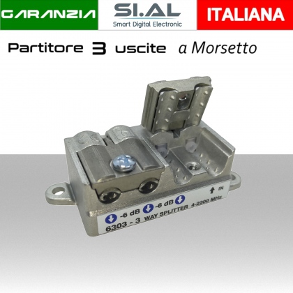 Partitore tv 3 uscite a morsetto per SAT/DTT Telewire 6303