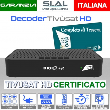 Decoder tivusat HD con scheda inclusa Digiquest Q10 compatibile DAZN