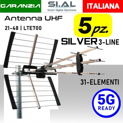 Antenna UHF 5G Ready Emme Esse Silver 3-LINE 31 elementi ( 5 pz )