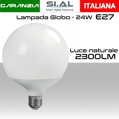 Lampadina Globo LED E27 luce naturale 4000K Lumen 2300 