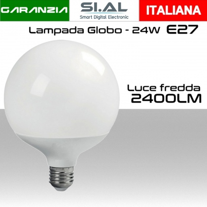 Lampadina Globo LED E27 luce fredda 6500K Lumen 2400