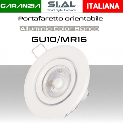 Portafaretto orientabile Color bianco per lampadine GU10 MR16