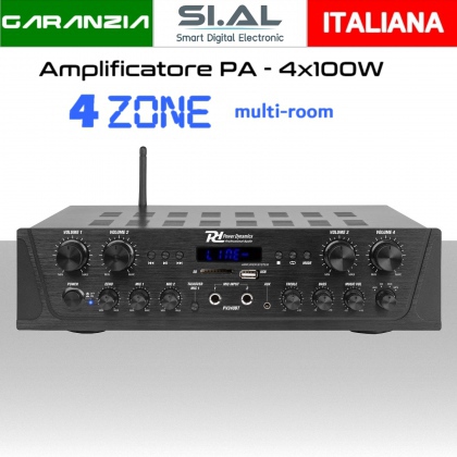 Amplificatore audio 400W bluetooth radio mp3 sistema audio multisala 4 zone (4ohm,8ohm)