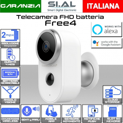 Telecamera FHD a batteria senza fili Wi-Fi da esterno IP65 da 2.0 megapixel