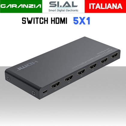Switch Hdmi 5X1 con telecomando supporto 4k HDR 18Gps HDCP 