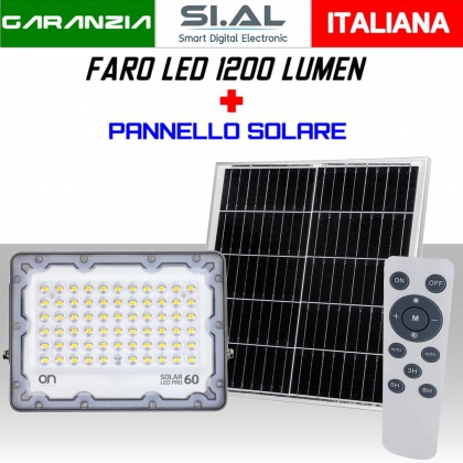 FARO con pannello solare con sensore di movimento 15W 60 led luce bianca