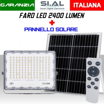 Faro Led con pannello solare e telecomando 2400 lumen lunga durata