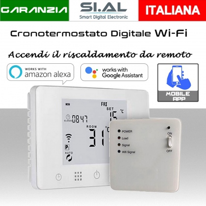 Cronotermostato digitale wi-fi con ricevitore RF controllo da remoto wireless Homcloud