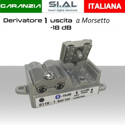 Derivatore antenna 1 uscita a morsetto attenuazione -18dB per SAT/DTT Telewire 6118