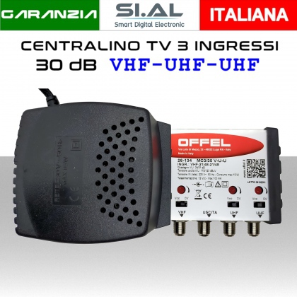 Centralino antenna TV da interno 3 ingressi BIII-UHF-UHF 30dB serie Offel 26-134
