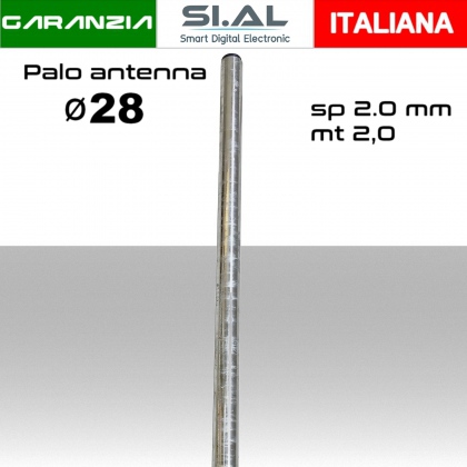 Palo antenna singolo 2 metri diametro ø 28 spessore 2 mm