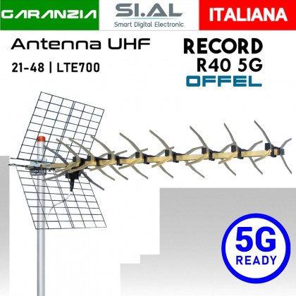 Antenna UHF OFFEL Record 39 elementi direttiva in alluminio 5G Ready