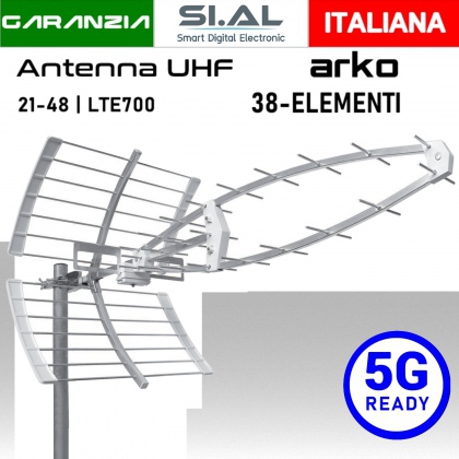 Antenna UHF 5G Ready Arko 38 elementi in alluminio bianca Emme Esse