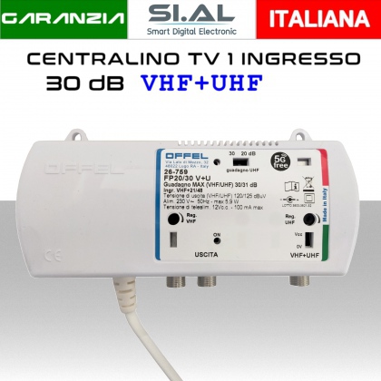 Centralino antenna TV da interno 1 ingresso BIII-UHF 30dB serie Offel 26-759