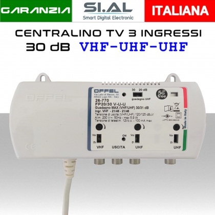 Centralino antenna TV da interno 3 ingressi BIII-UHF-UHF 30dB serie Offel 26-770