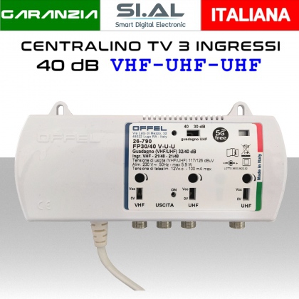 Centralino antenna TV da interno 3 ingressi BIII-UHF-UHF 40dB serie Offel 26-790