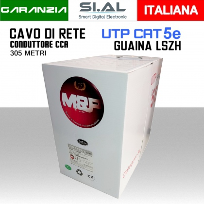 Cavo Ethernet LAN CAT.5e UTP conduttore CCA guaina LSZH grigia box 305 metri