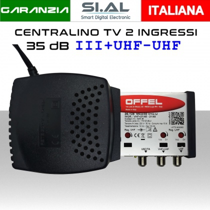 Centralino antenna TV da interno 2 ingressi BIII/UHF-UHF 35dB serie Offel 26-125
