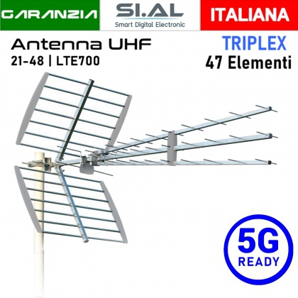 Antenna tripla 47 elementi Banda UHF con connettore F filtro LTE
