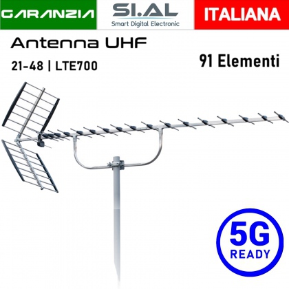 Antenna TV UHF Yagi 91 elementi direttiva in alluminio 5G Ready