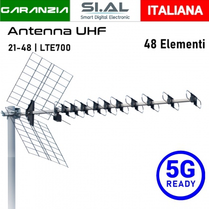 Antenna TV UHF Yagi 48 elementi direttiva in alluminio 5G Ready