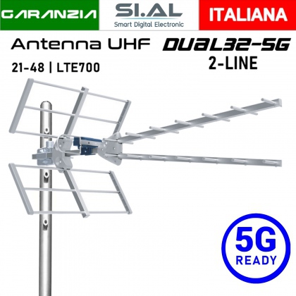Antenna TV UHF 5G Ready DUAL32-5G in allumnio 2 culle