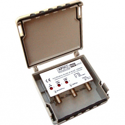 Amplificatore da palo 2 ing III+UHF  -  UHF 8dB  3R 105/110dBuV 